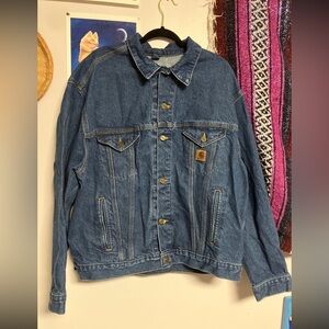 Vintage Carhartt Men's Blue Denim Jacket